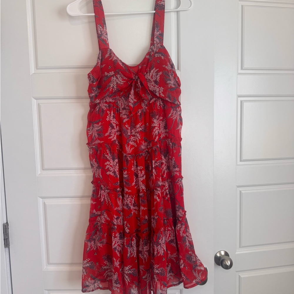 Red Floral Midi Dress